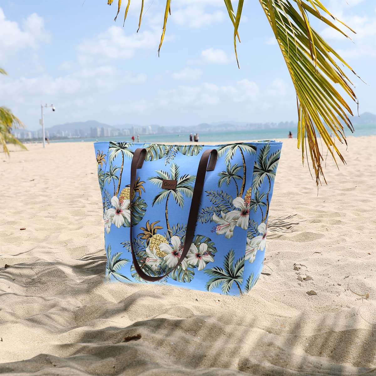 Extra Large Waterproof Beach Bags for Women with Zipper - Stylish Travel Tote for Daily Use, Pool, Vacation & Shopping