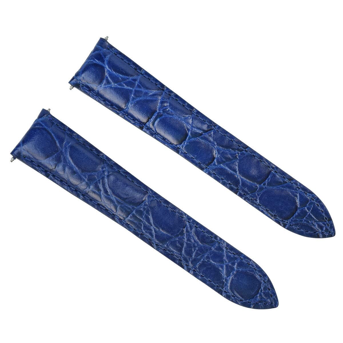 18mm Genuine Leather Replacement Watch Band Strap for Cartier Santos, Tank, Ronde, Solo - Blue | Dress Watch Accessory for Men & Women, Business & Casual Wear
