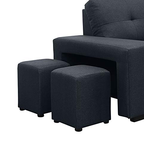 Lilola Home Lucas Dark Gray Linen Sleeper Sectional Sofa with Reversible Storage Chaise - Modern Convertible Couch for Small Spaces, Guest Room & Apartment Living