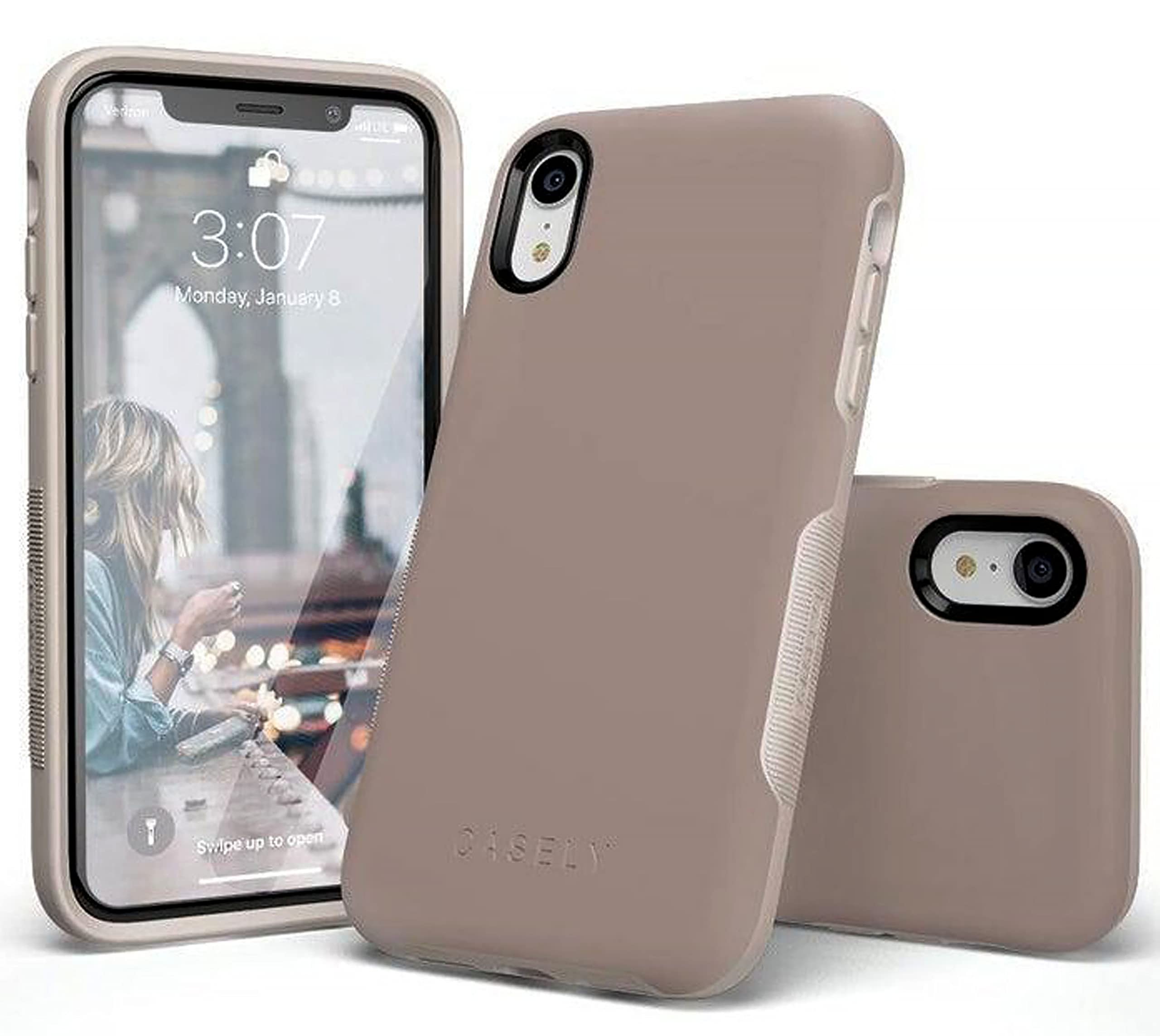 Casely iPhone XR Case - Taupe on Nude Solid Beige Aesthetic Cream Phone Cover | Slim Protective Shockproof Case for Women & Men | Perfect for Work, Travel & Everyday Use