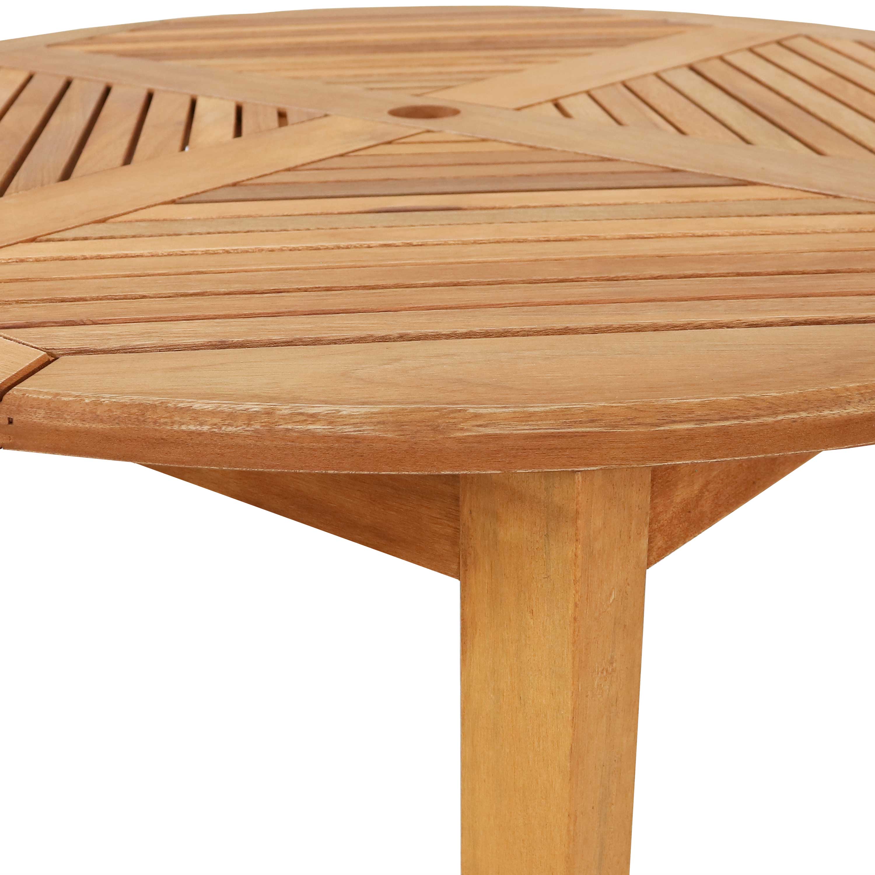 Sunnydaze 42 Inch Meranti Wood Outdoor Dining Table with Teak Oil Finish - Weather-Resistant Patio Furniture for Garden, Deck, Backyard Dining & Entertaining