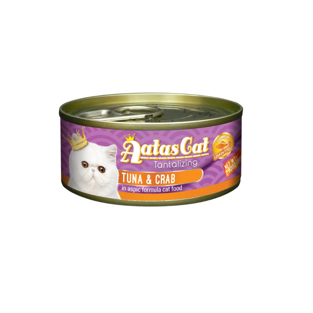 Premium Aatas Cat Food Variety Pack - Tuna, Ocean Fish, Squid, Snapper, Shirasu Sardine & Crab in Beef Aspic (80g) - High-Protein, Nutrient-Rich Wet Cat Food for Adult & Senior Cats - Perfect for Mealtime, Training Treats & Picky Eaters