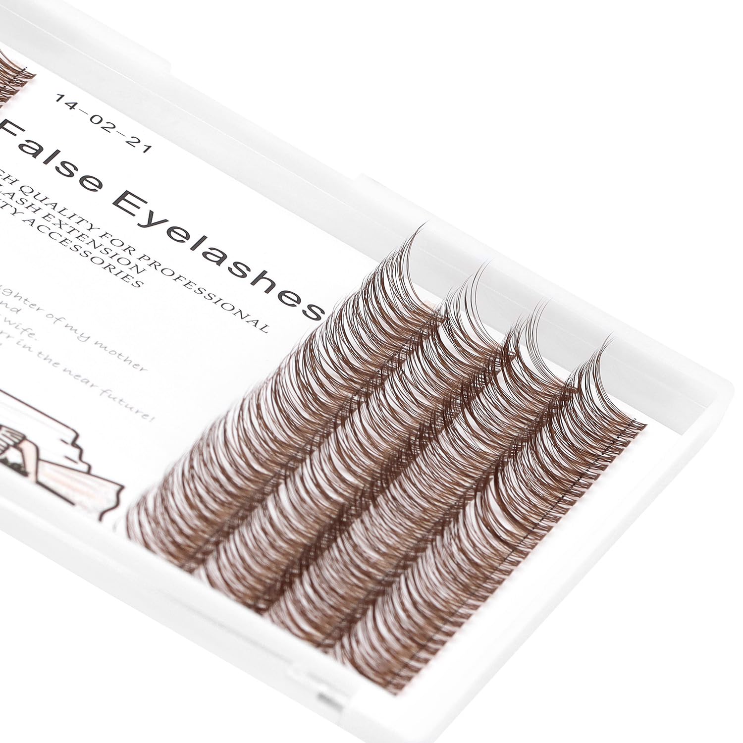 Premium 14mm Dark Brown Mink Eyelash Extensions - 231 Clusters D Curl Fish Tail Lashes for Professional Lash Artists | Natural Volume & Length for Weddings, Parties & Special Occasions