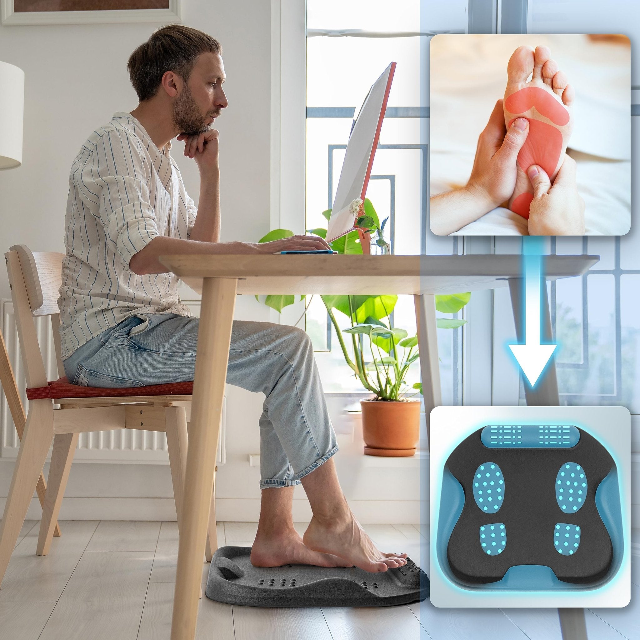 Duronic Anti Fatigue Mat FT01 - Extra Large Ergonomic Standing Desk Mat for Office & Home, Foot Pain Relief with Massage & Acupressure Points - Black - Perfect for Standing Workstations, Kitchen & Home Office Use