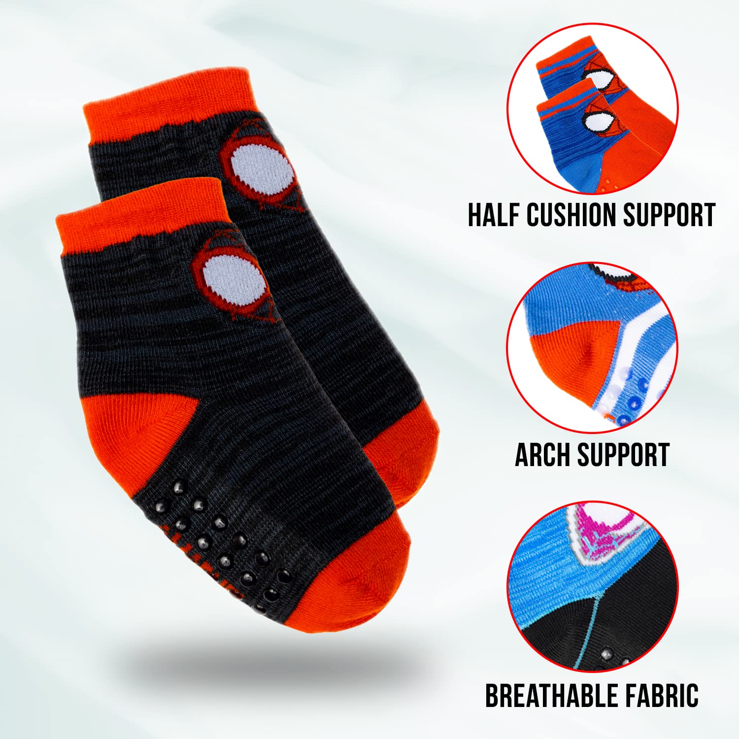 Spider-Man Grip Socks for Toddler Boys - 10 Pack Non-Slip Toddler Socks with Spider-Man Designs | Perfect for Playtime, Daycare & Indoor Activities