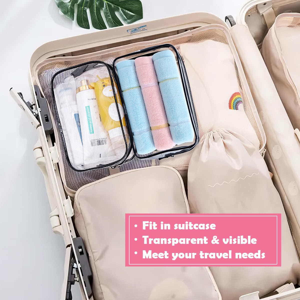 TSA Approved 3-Pack Clear Travel Toiletry Bags - Quart Size Leakproof Cosmetic Organizer for Women & Men - Perfect for Airplane Carry-On, Gym, Camping & Vacation Essentials (Black)