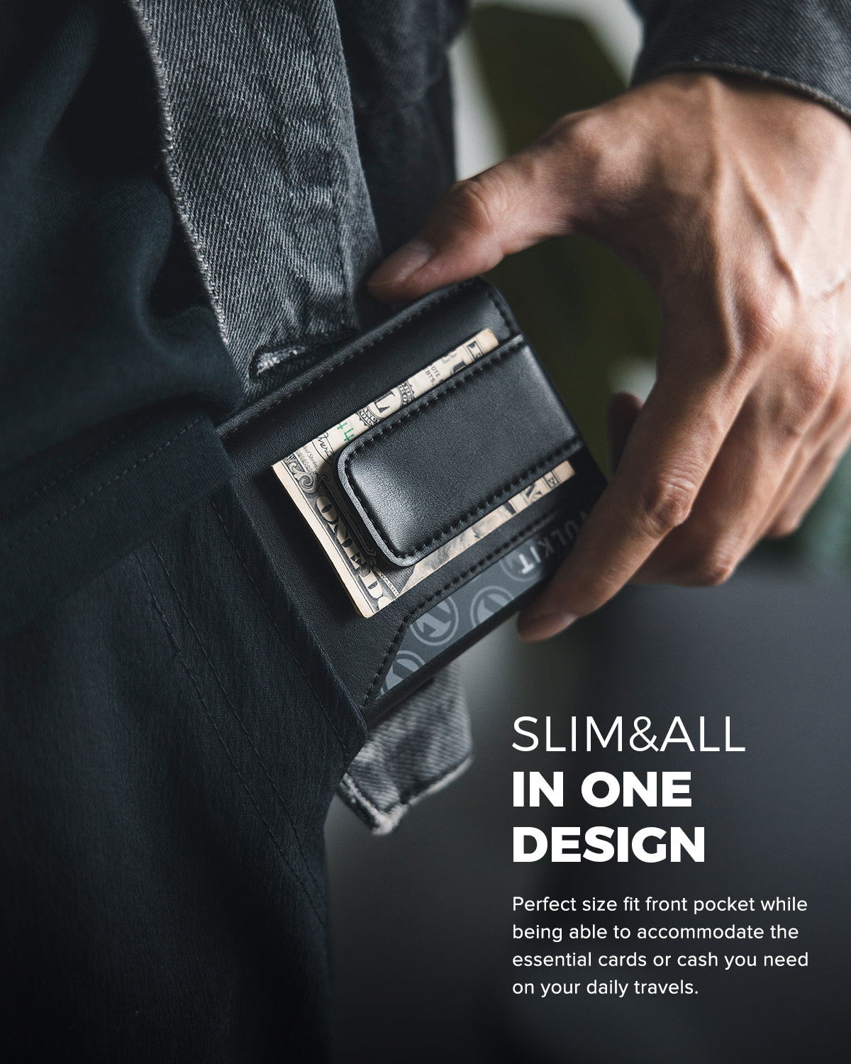VC410 Slim Minimalist RFID Blocking Wallet for Men - Double Sided Card Slots & Money Clip | Perfect for Everyday Carry, Travel & Business Use