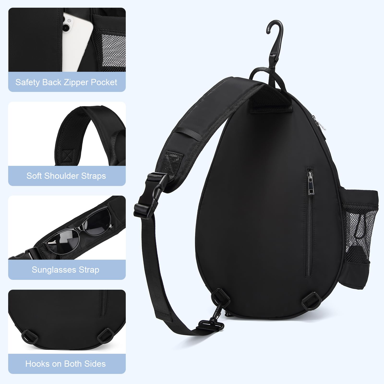 Premium Tennis Backpack for Women & Men - Holds 2 Rackets, Waterproof Pickleball Bag with Quilted Design & Safety Pocket - Ideal for Tennis, Pickleball & Gym Use