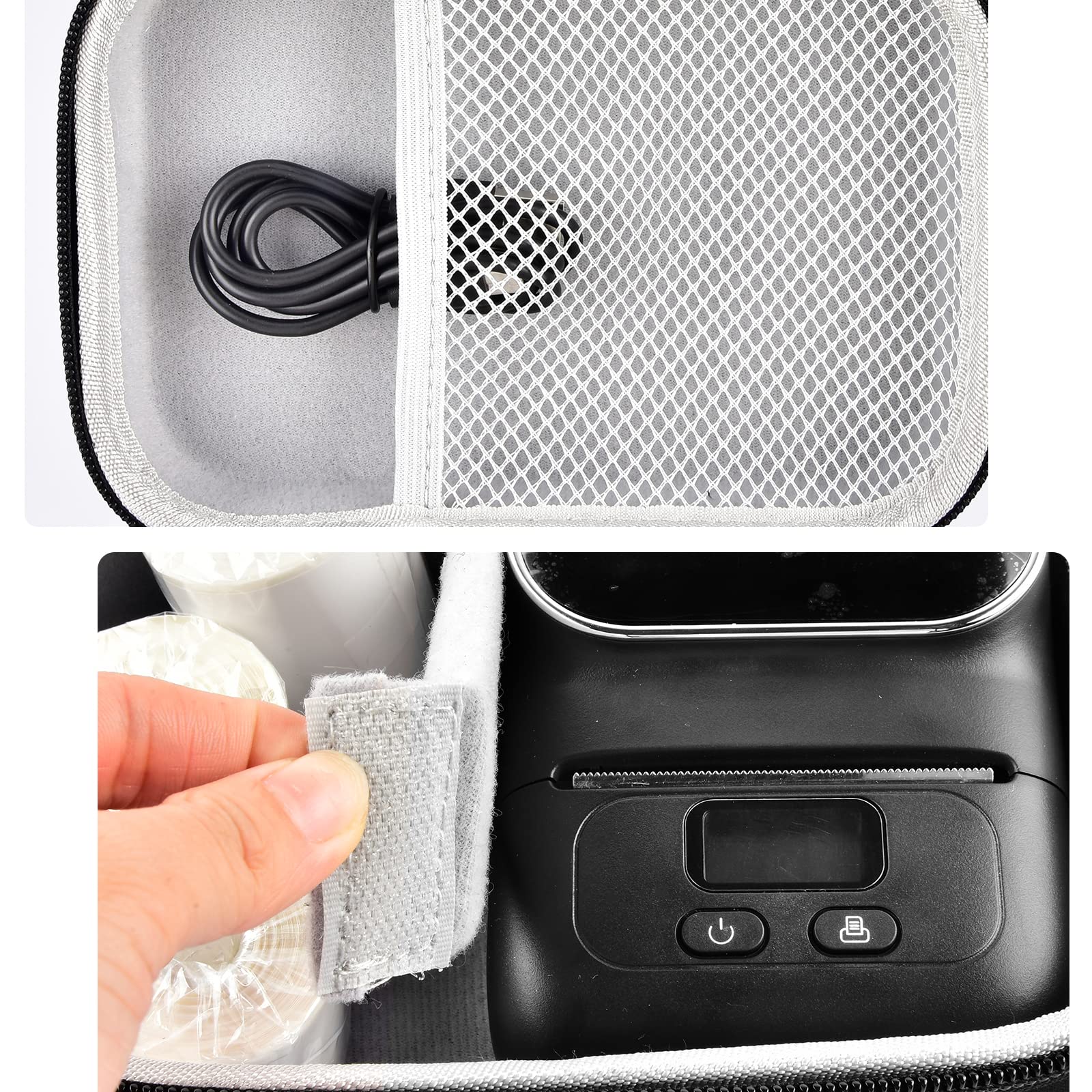 Phomemo M110 Label Maker Case - Portable Mini Bluetooth Thermal Label Printer Storage Bag for Printer Labels, USB Cable & Accessories (Black, Box Only) | Perfect for Office, Home & Travel Organization