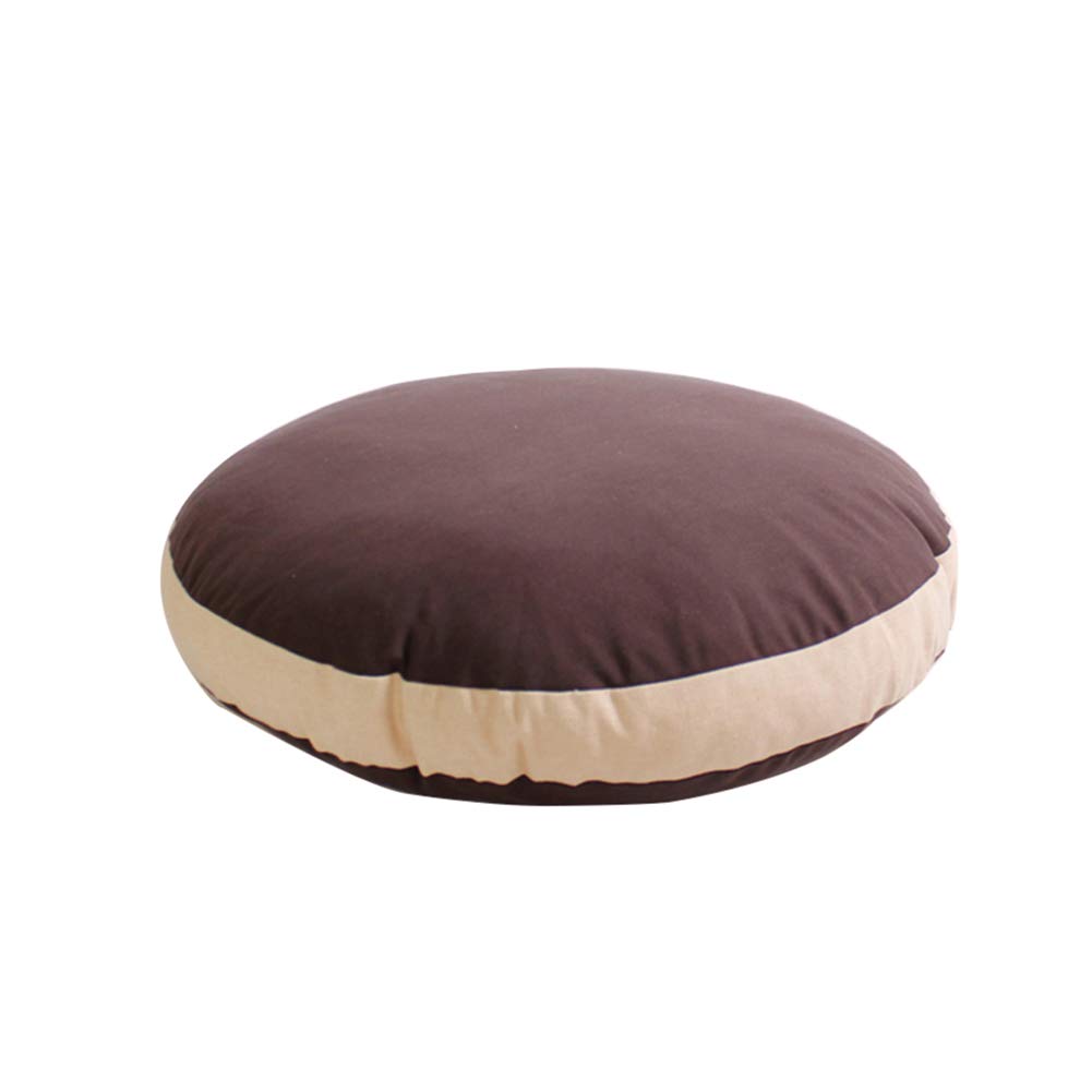Lovehouse Cotton Linen Round Chair Cushion - Thick Floor Pillow for Seating, Tatami Futon Seat Cushion & Throw Pillow - Brown 50cm (20inch) - Perfect for Living Room, Bedroom, Yoga & Meditation