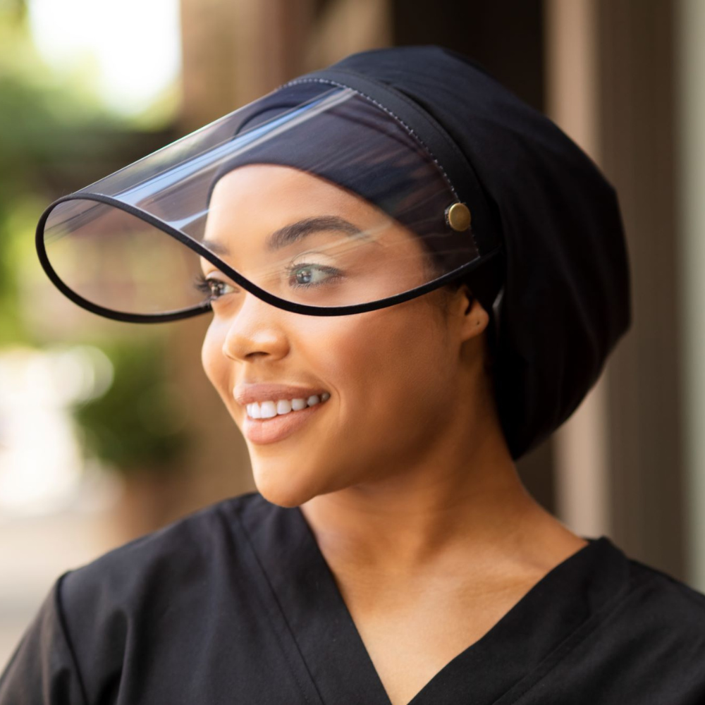 Hairbrella Pro XL Scrub Cap with Face Shield - 6 Pack Surgical Bouffant Cap for Nurses & Doctors (Buy 5 Get 1 Free) - Ideal for Hospitals, Clinics & Medical Professionals