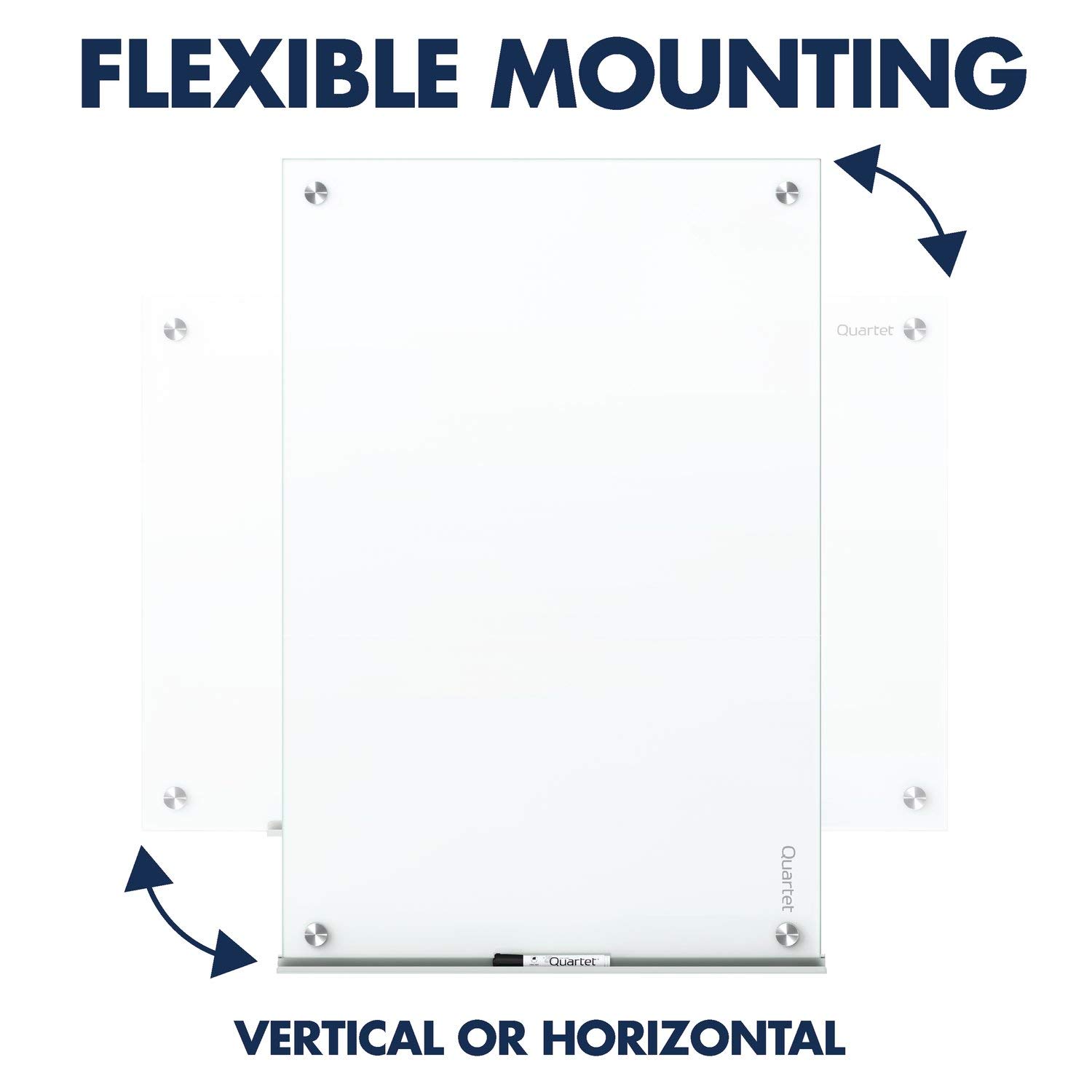 Quartet Magnetic Glass Dry Erase Whiteboard 48x48 Inches - Frameless High Contrast Brilliance White Glass Surface - Perfect for Office Meetings, Classroom Teaching & Home Office Organization (G24848W)