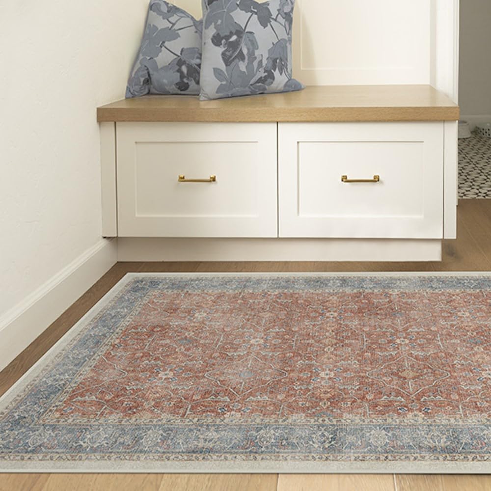 Washable 3x5 Area Rug by RUGGABLE - Celestine Coral, Non-Slip Premium Rug for Living Room, Bedroom, Kitchen, Office & Classroom | Perfect for High-Traffic Areas & Pet-Friendly Homes