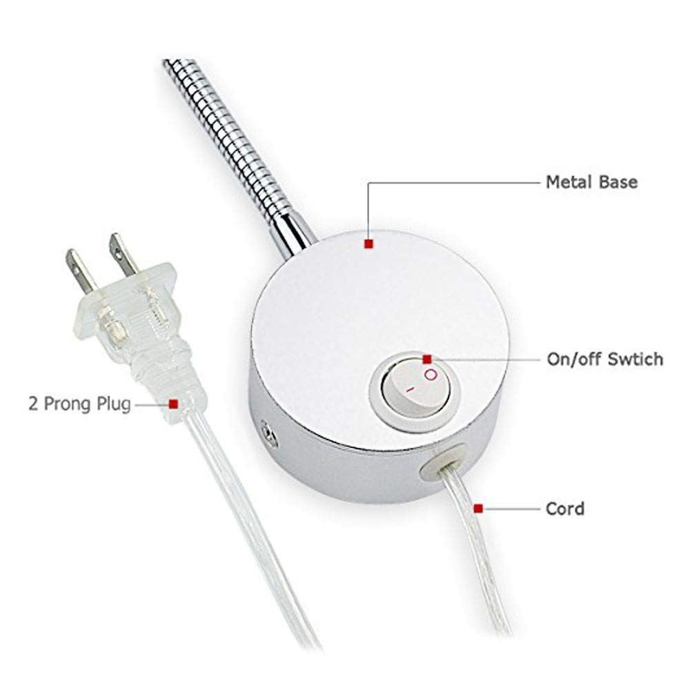 LED Bedside Reading Lamp - 3W Natural Light for Books in Bed & Bookshelf Display