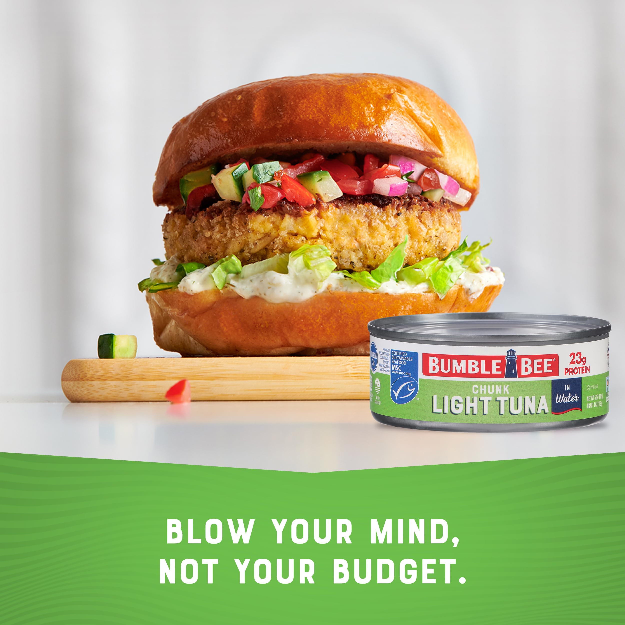 Bumble Bee Chunk Light Tuna in Water, 5 oz Cans (Pack of 24) - Wild Caught Skipjack Tuna - High Protein 23g per Serving - MSC Certified Sustainable Seafood, Non-GMO, Gluten Free, Kosher - Perfect for Salads, Sandwiches & Quick Meals