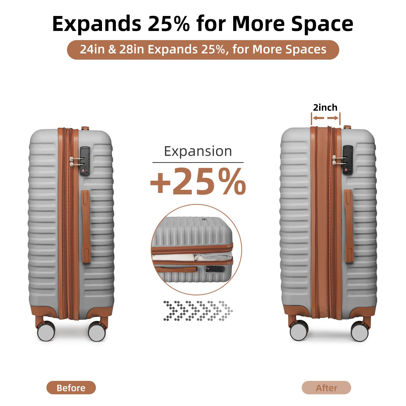 Lulusail 4-Piece Expandable ABS Luggage Set with 360° Spinner Wheels - 24