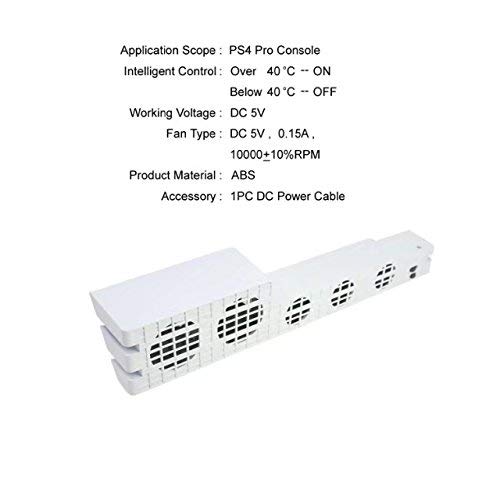 OSTENT 5-Speed Super Turbo Cooling Fan with Temperature Control - White PS4 Pro Cooling System | Prevent Overheating for Gaming & Streaming Sessions