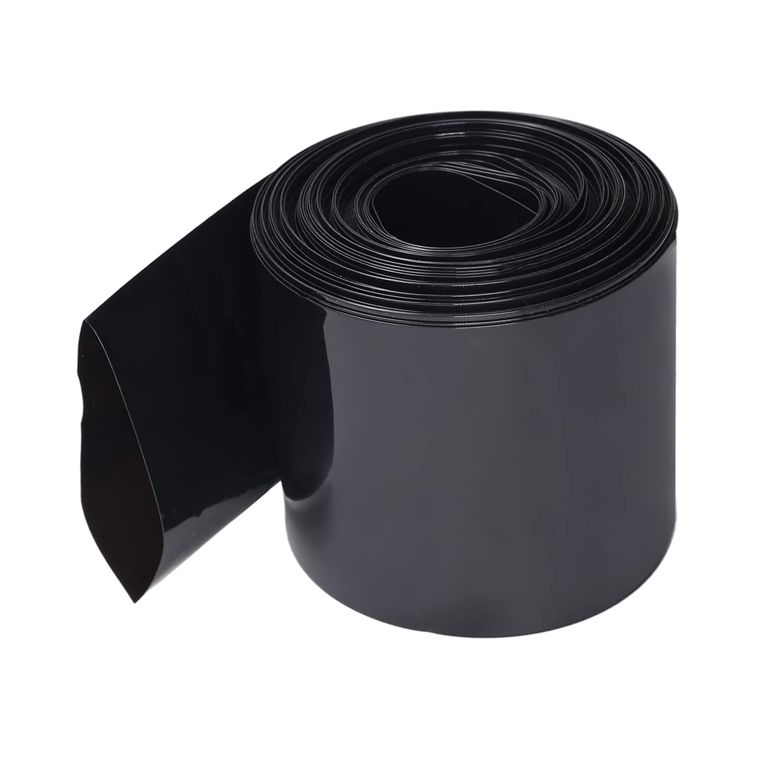 Auniwaig 60mm x 10m PVC Heat Shrink Tubing for Battery Packs - Black Power Cable Sleeve for DIY, Electronics, and Automotive Wiring Protection