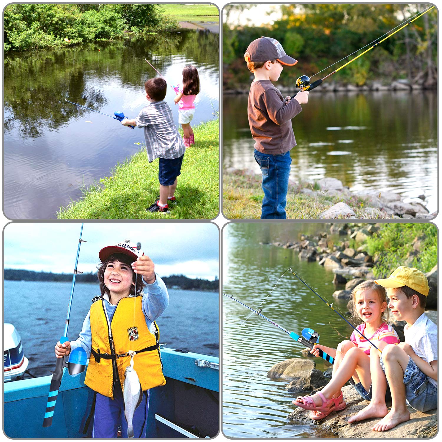 PLUSINNO Kids Fishing Pole - Telescopic Fishing Rod and Reel Combo Kit with Tackle Box for Boys & Girls | Portable Youth Fishing Gear for Lakes, Ponds, and Outdoor Adventures