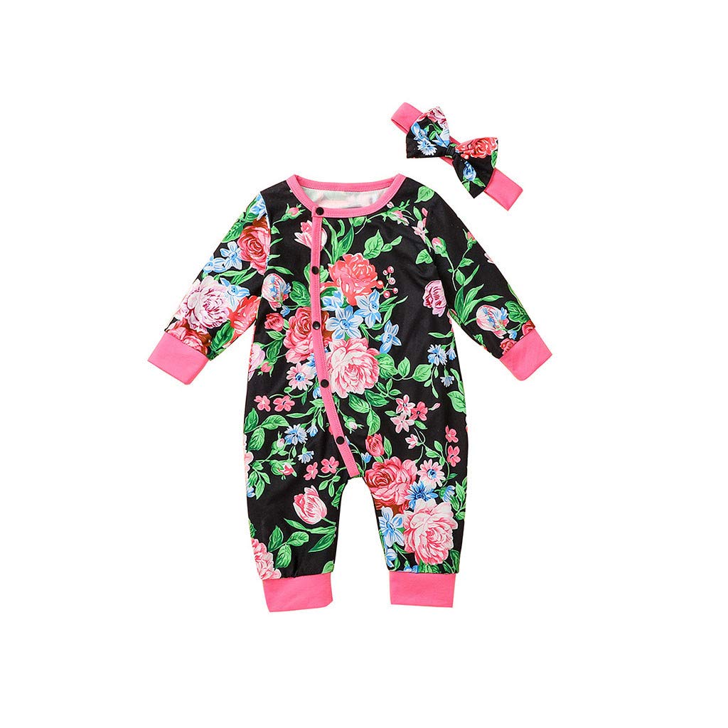 **Baby Boys & Girls Floral Print Long Sleeve Ruffled Romper - Soft Summer Jumpsuit Outfit for Infants | Perfect for Playdates, Photo Shoots & Special Occasions**