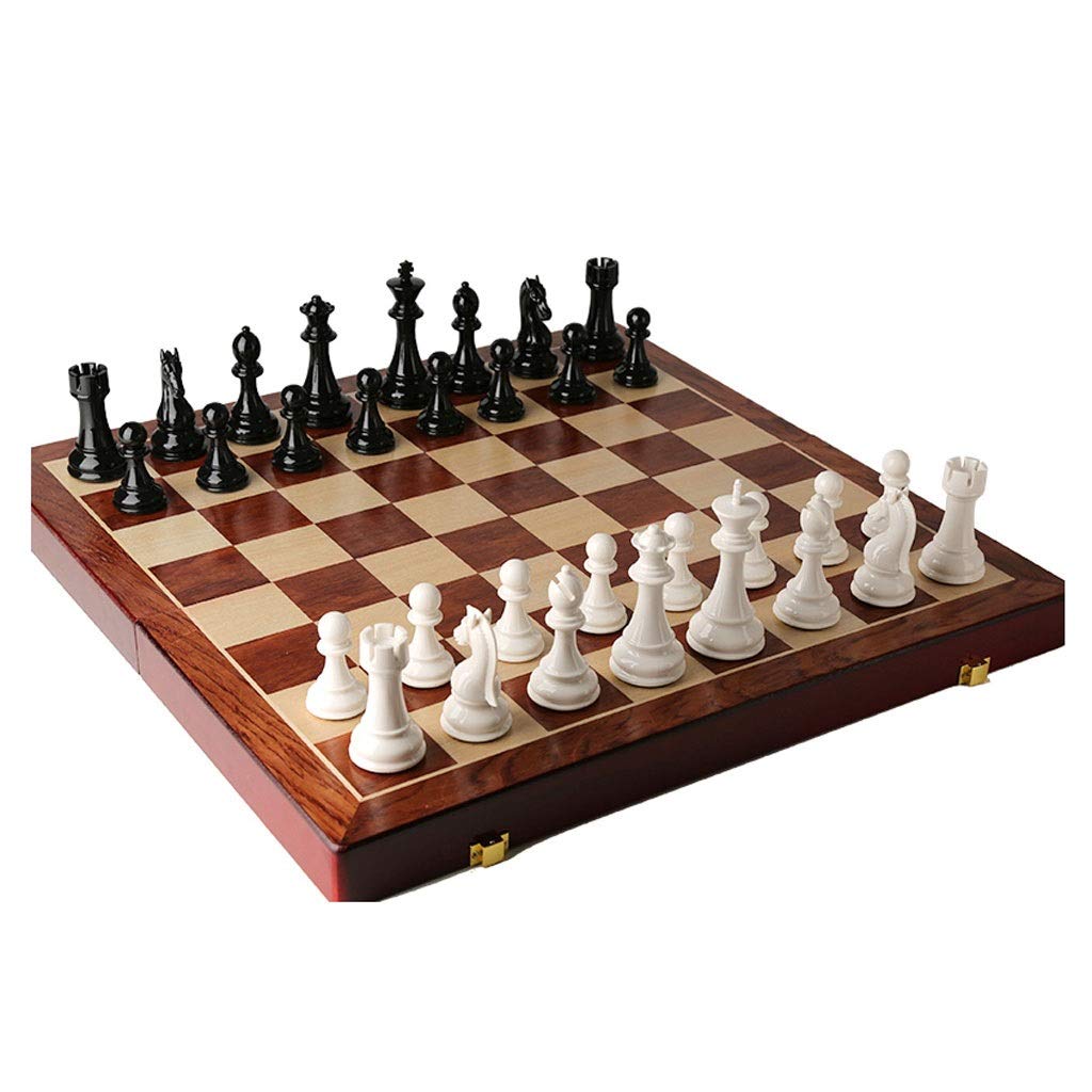 Premium Large Wooden Chess Set - 52cm x 52cm Folding Board with Interior Storage | King Height 11cm | Classic Black & White Chess Pieces | Perfect for Family Game Night, Office Decor & Gift Giving