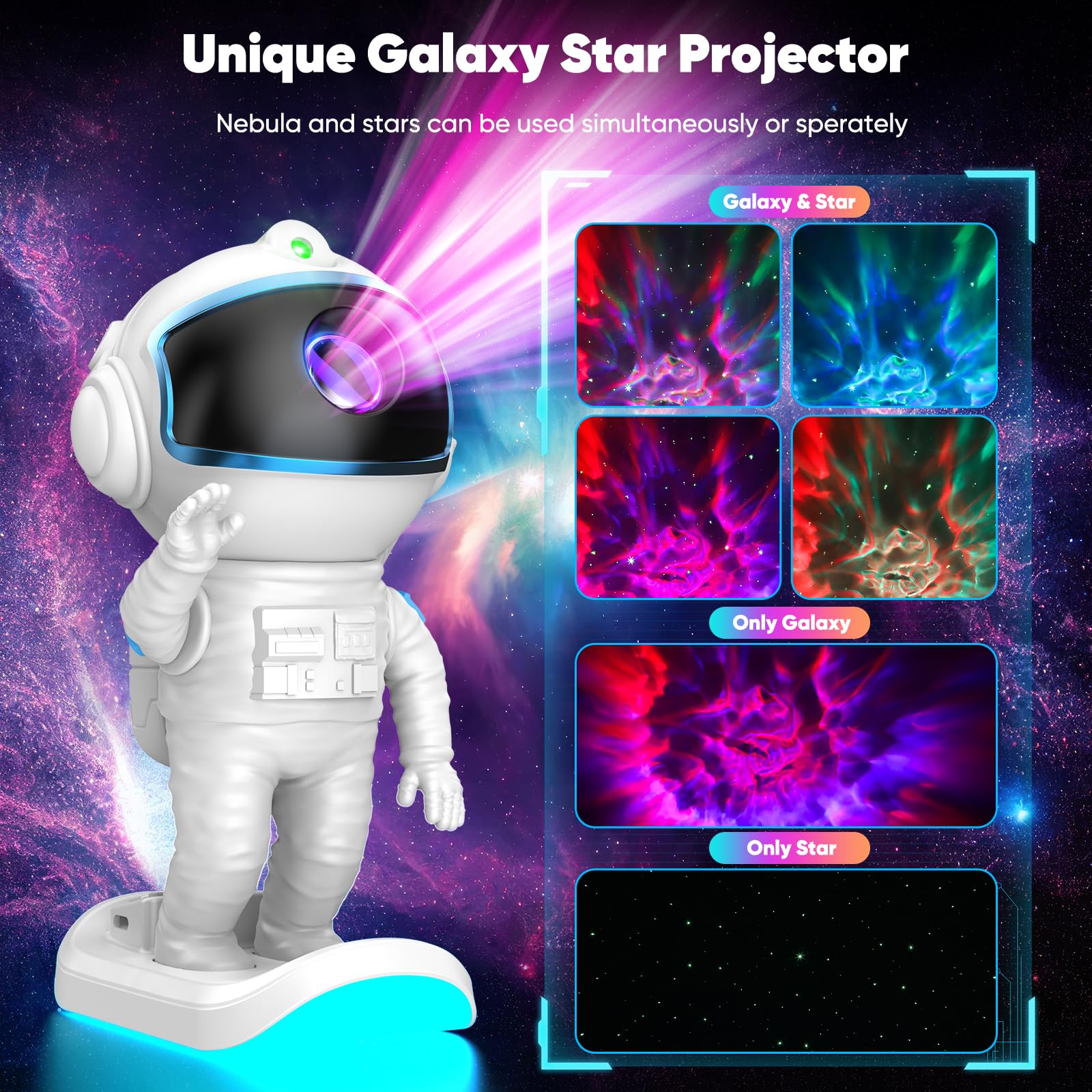 Astronaut Galaxy Projector - 360° Star Projector Night Light with Timer & Remote Control | Perfect for Bedroom, Nursery, Meditation & Home Decor | Great Gift for Adults, Teens, Kids (Christmas, Birthday)