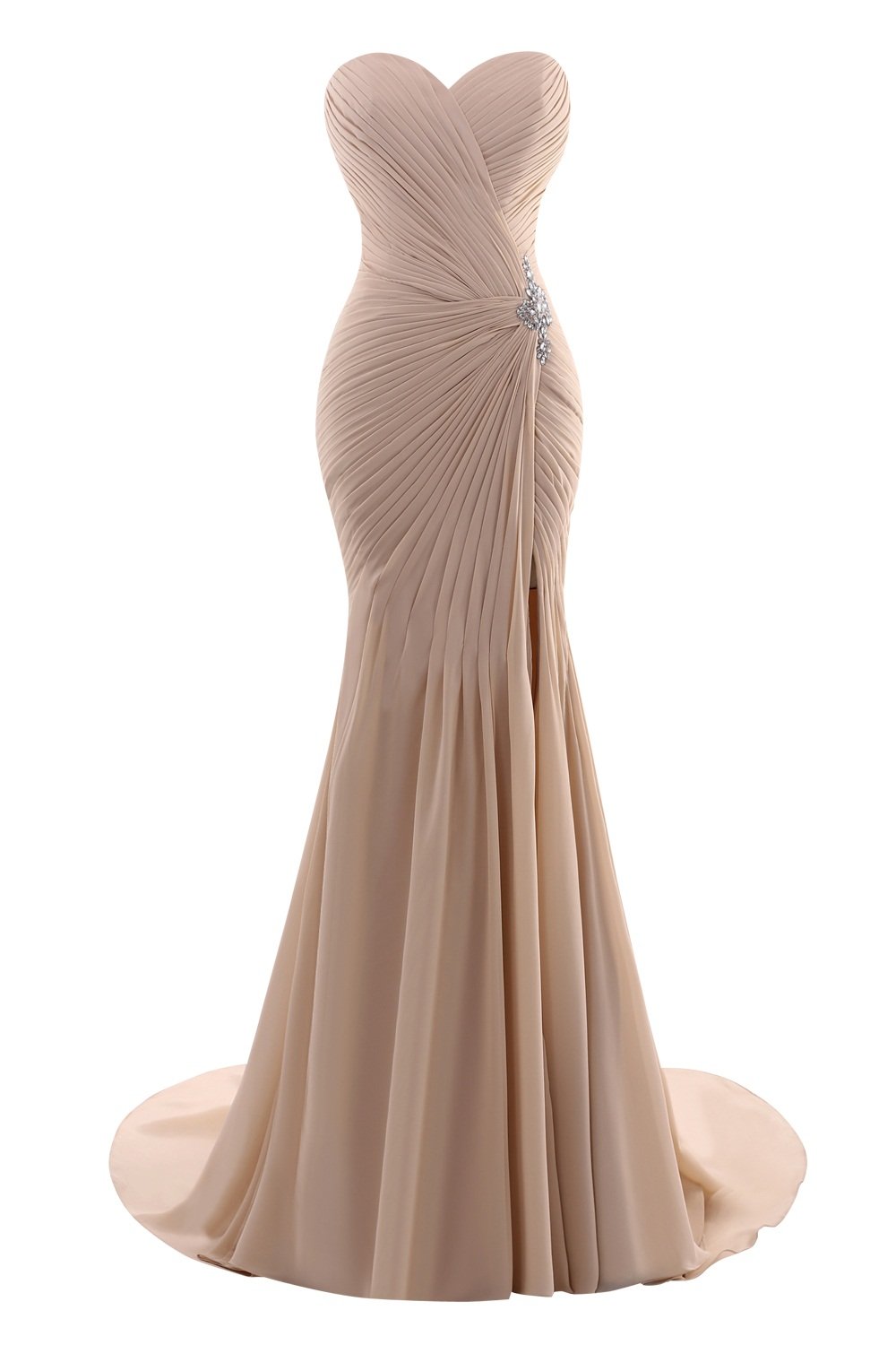 Elegant Black Mermaid Pleat Split Side Evening Prom Dress for Women - Perfect for Formal Events, Parties & Special Occasions