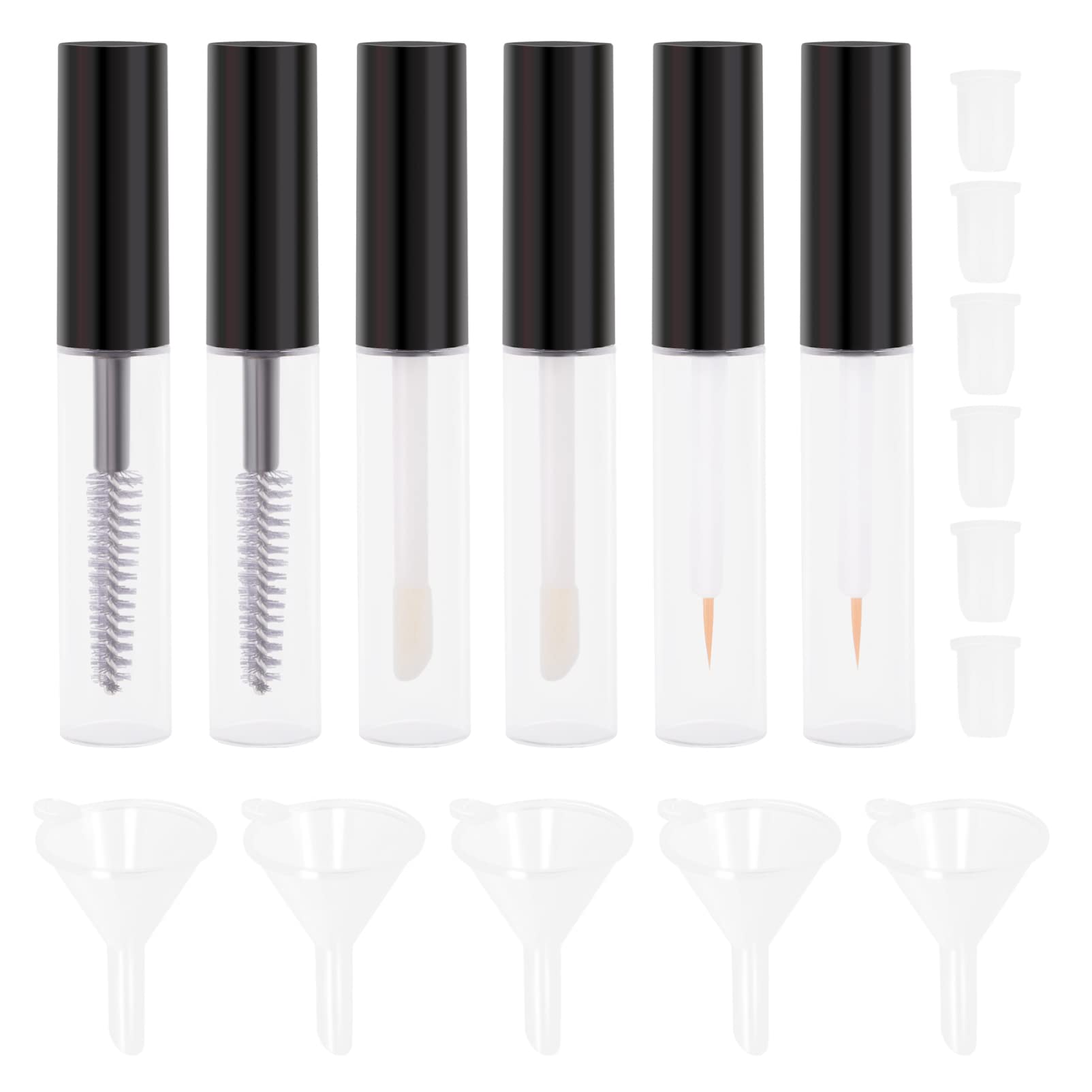 LALAFINA 12pcs Empty Lip Gloss Tubes with Lash & Eyebrow Brushes - Refillable Cosmetic Containers for DIY Lip Gloss, Eyeliner & Makeup - Perfect for Home, Salon & Travel Beauty Kits