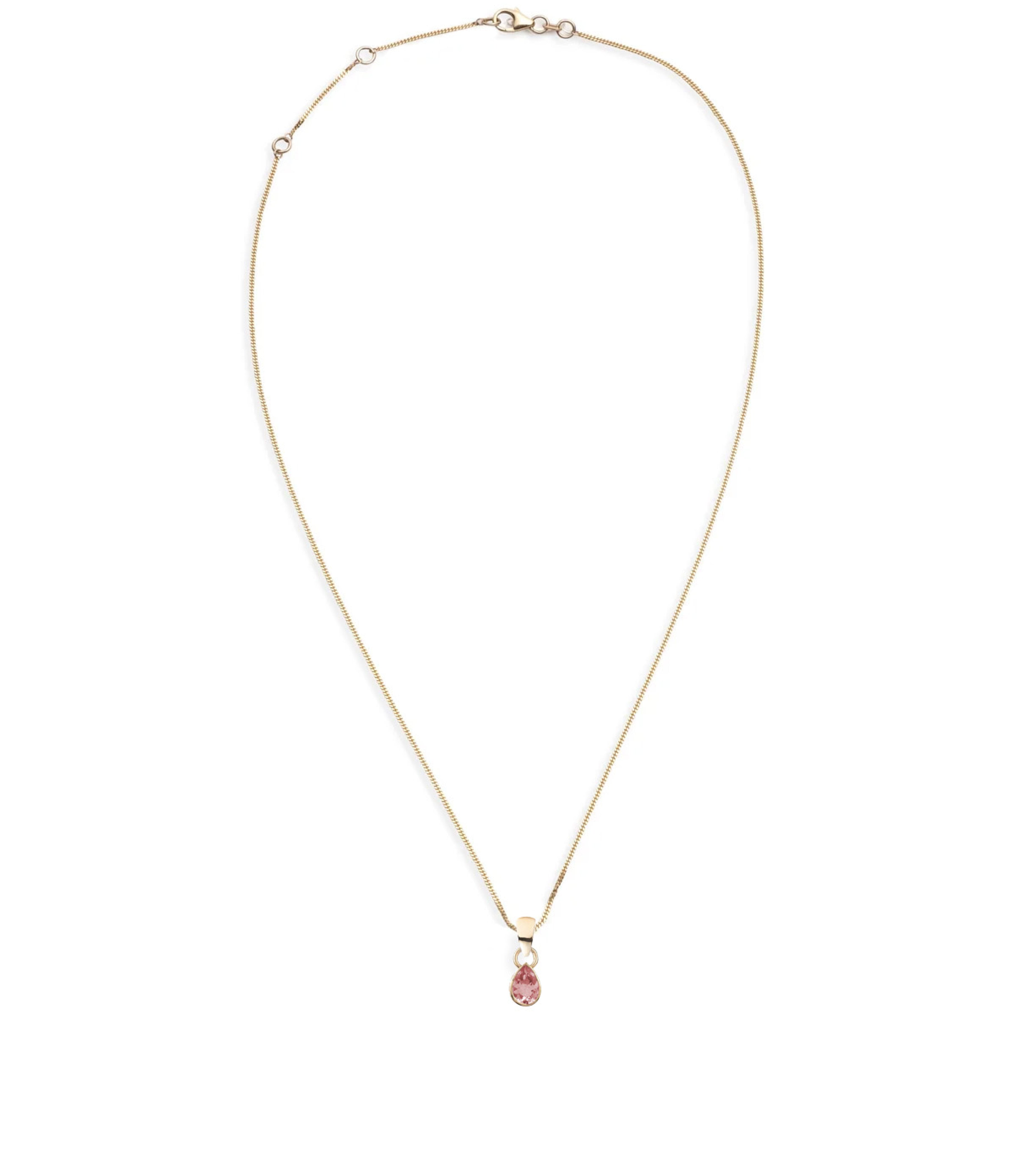 Forever & Always Pink Tourmaline & Diamond Cut Curb Chain Necklace - Romantic Gift for Anniversary, Valentine's Day & Special Occasions