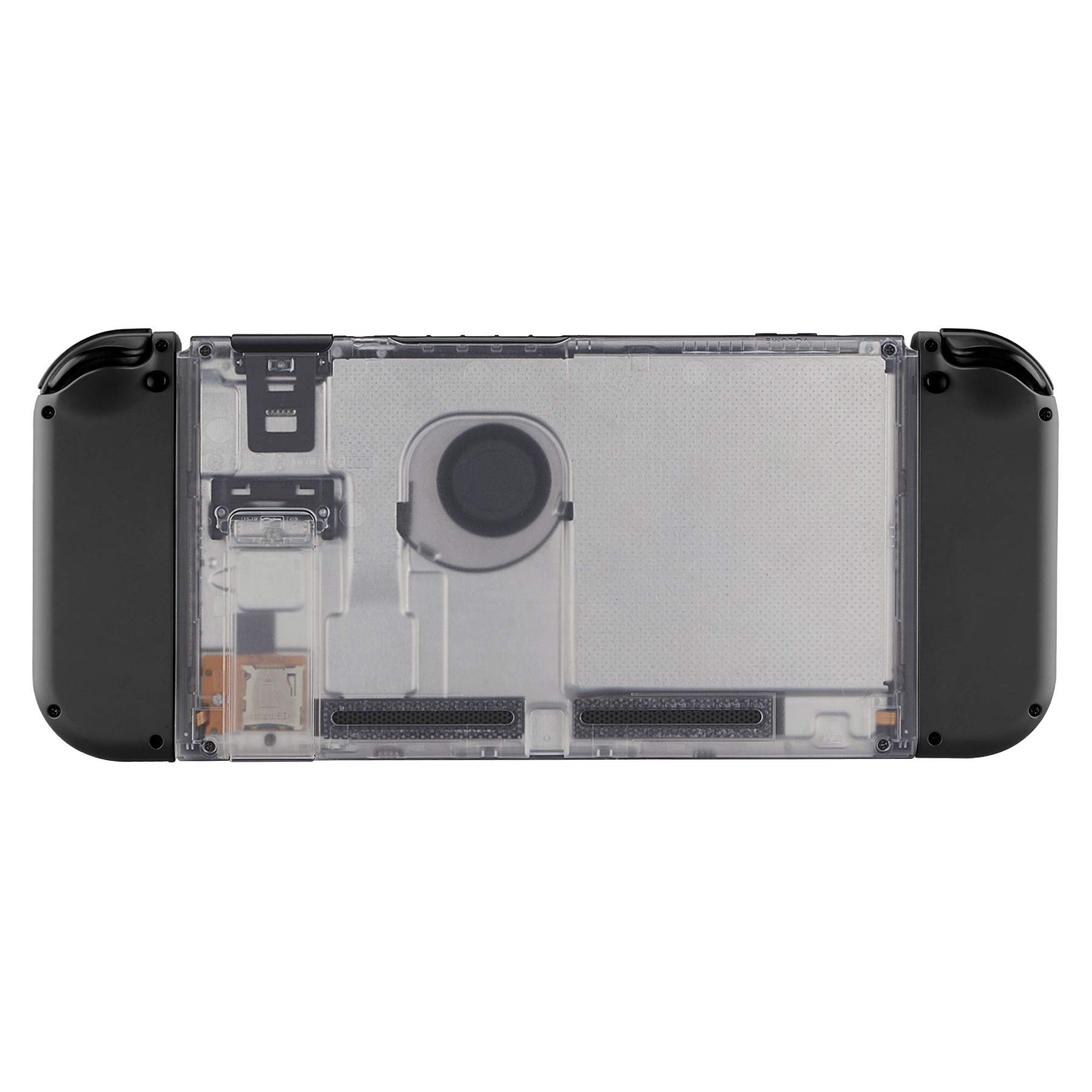 eXtremeRate Clear Transparent Replacement Back Plate Case for Nintendo Switch - DIY Housing Shell with Kickstand (Joy-Con Not Included) | Gaming Accessories & Console Protection