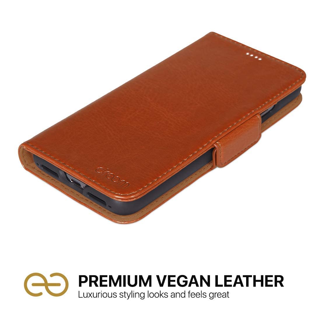 Fibonacci Wallet-Case for iPhone 13 Pro Max & Euclid Hard Cover Case for MacBook Air 13-Inch - Premium Caramel Bundle | Stylish Protection for Your Apple Devices | Perfect for Work, Travel & Everyday Use