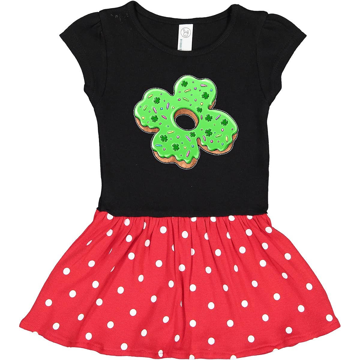 Inktastic St. Patrick's Day 4 Leaf Clover Donut with Sprinkles Toddler Dress - Cute Irish Outfit for Baby Girls & Boys - Perfect for St. Paddy's Day Parties & Festivals
