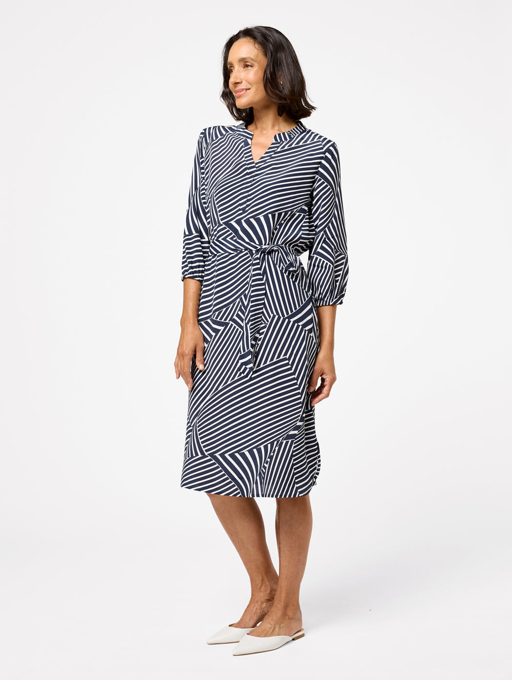 Carmele Women's 3/4 Sleeve Flowy Midi Dress - Elegant Casual & Office Wear for Spring/Summer