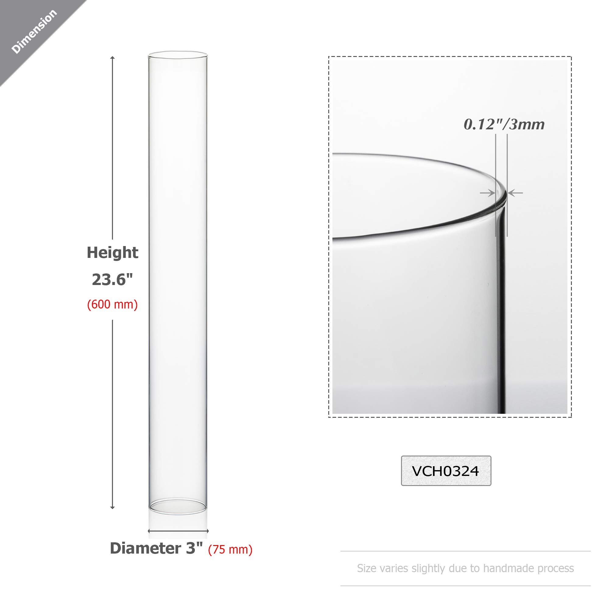 WGVI Clear Glass Hurricane Candle Holder Sleeve - 3