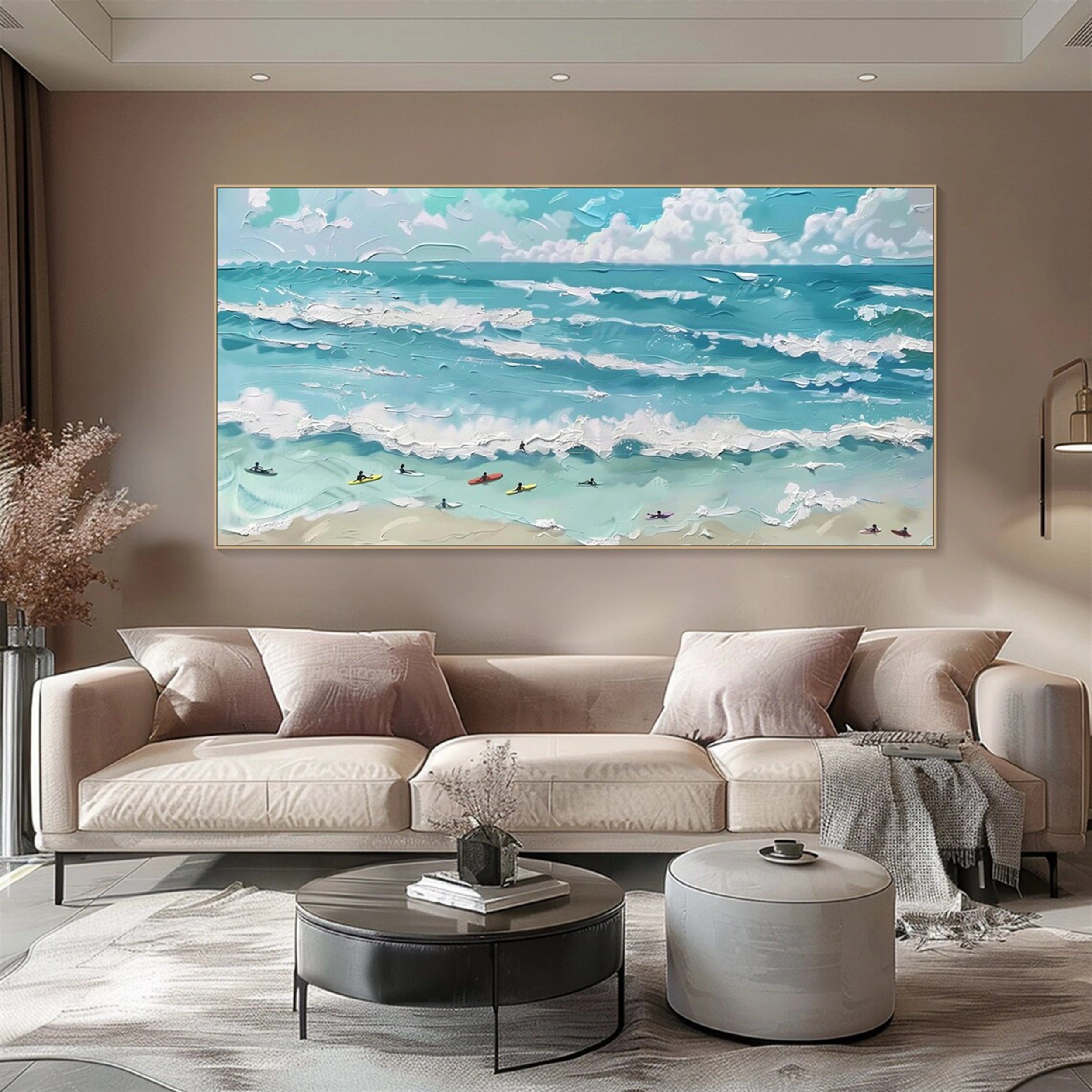 Ocean and Sky Painting #OS 074 - Handmade Canvas Wall Art for Home & Office Decor - Perfect for Living Room, Bedroom or Beach House