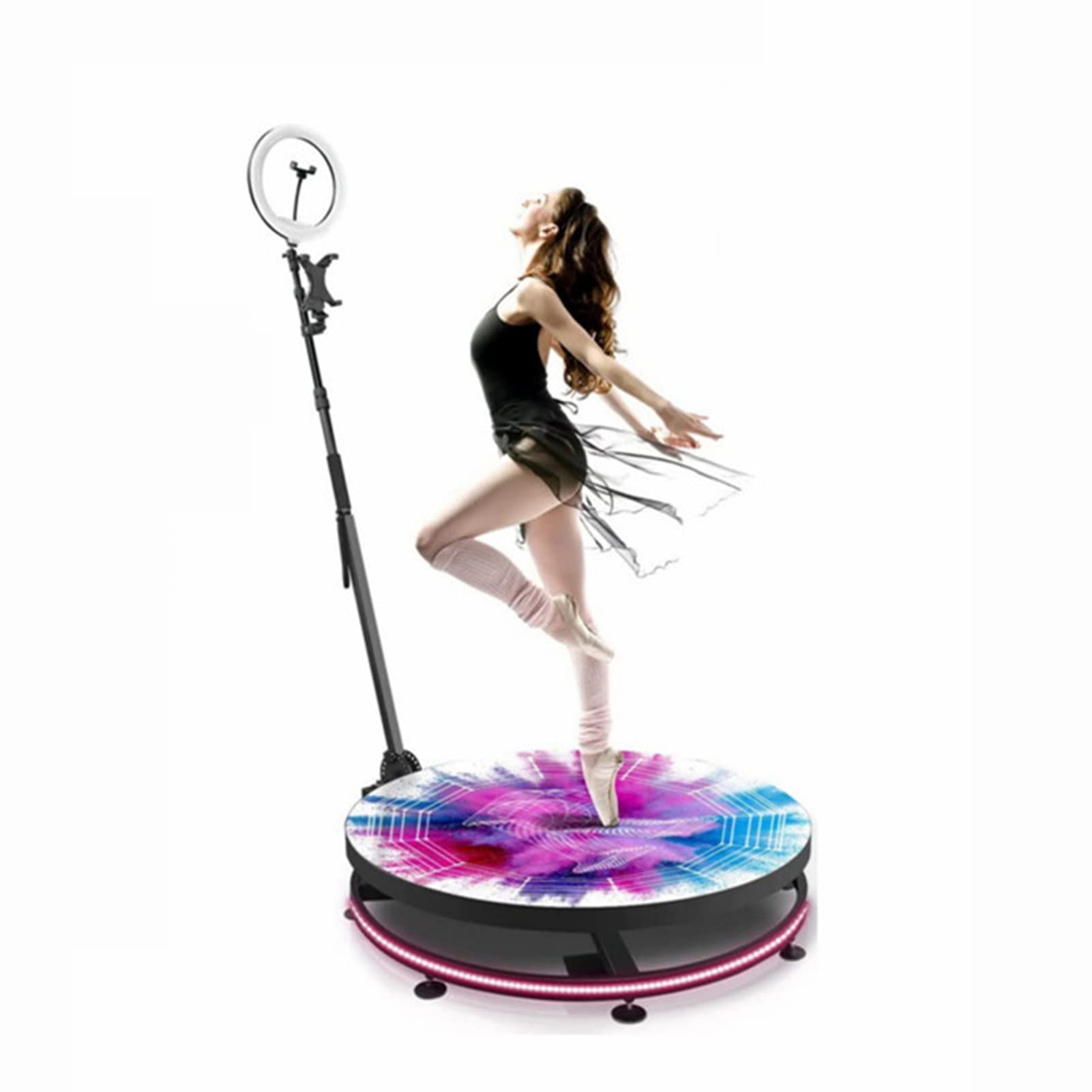 Professional 360 Photo Booth Machine with Ring Light & APP Remote Control - Automatic Rotating Selfie Camera with Flight Case (100cm/39.4in) - Perfect for Weddings, Parties, Events and Social Media Content Creation