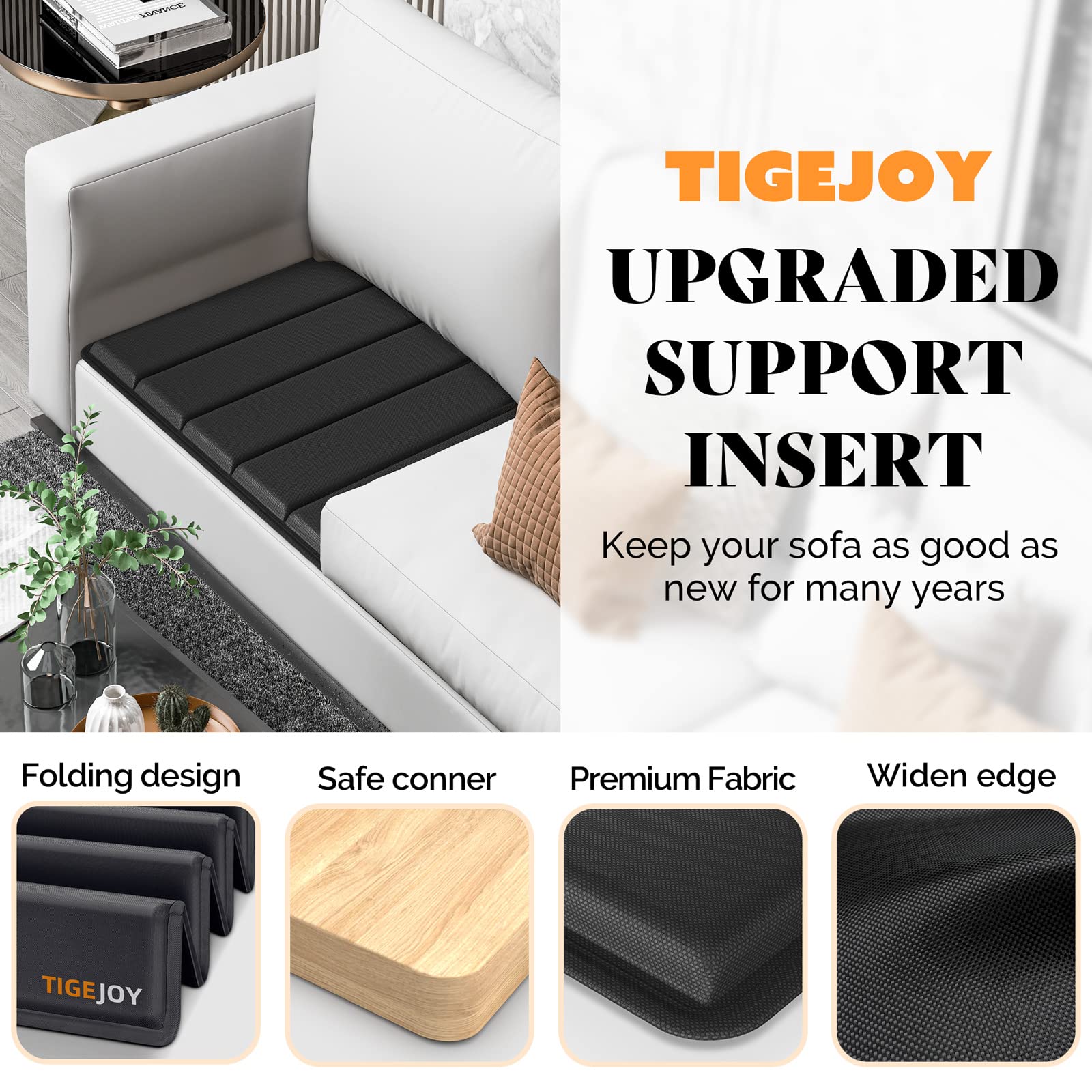 TigeJoy Heavy Duty Sofa Cushion Support Board - Solid Wood Reinforcement for Sagging Couches (20.5