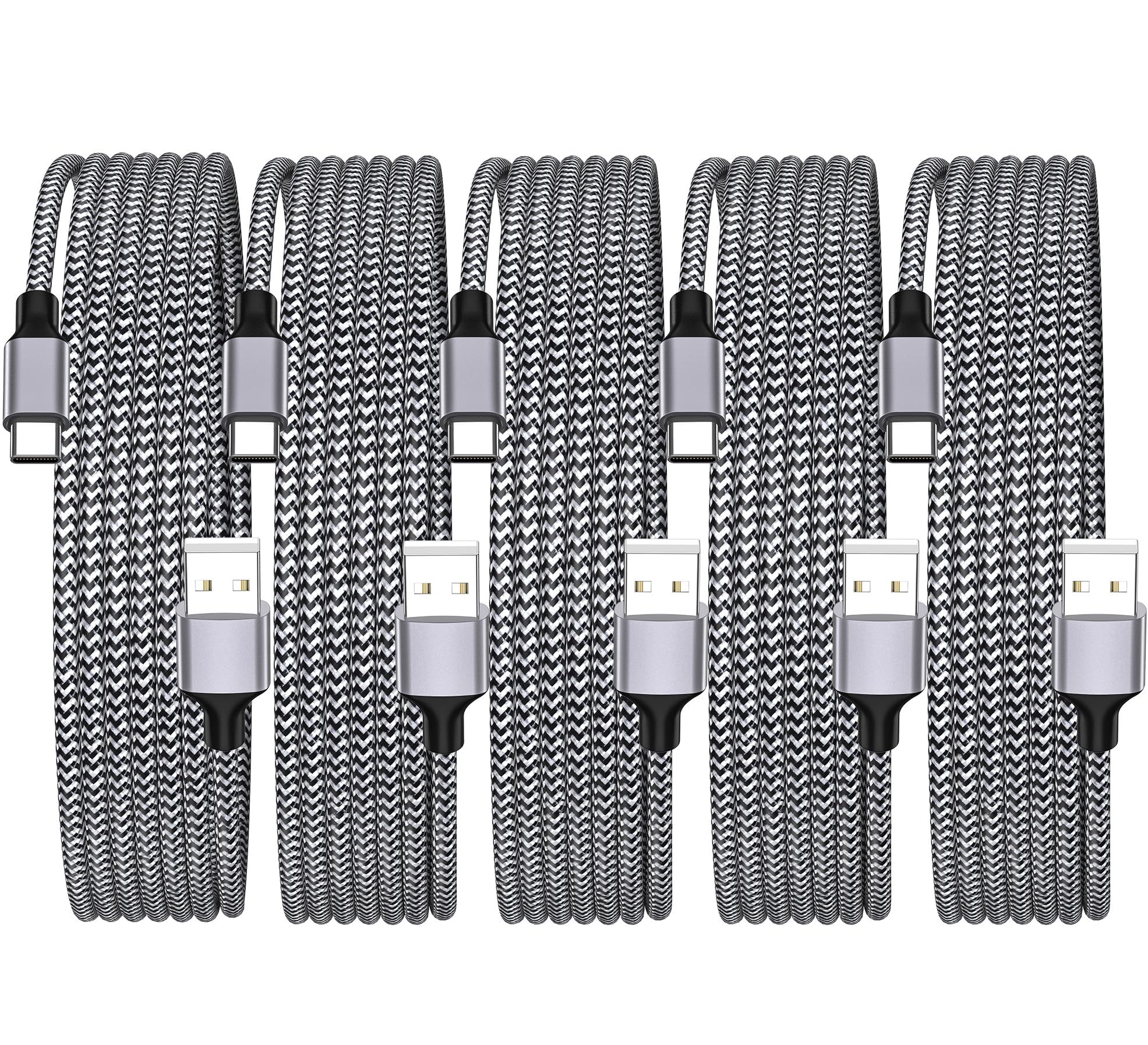 Apple MFi Certified iPhone 16 Fast Charger Cable - 5Pack USB A to Type C 60W Fast Charging Braided Cable for iPhone 16/16 Pro/16 Plus/16 Pro Max/15/15 Pro/iPad Pro - Perfect for CarPlay, Home & Office Charging