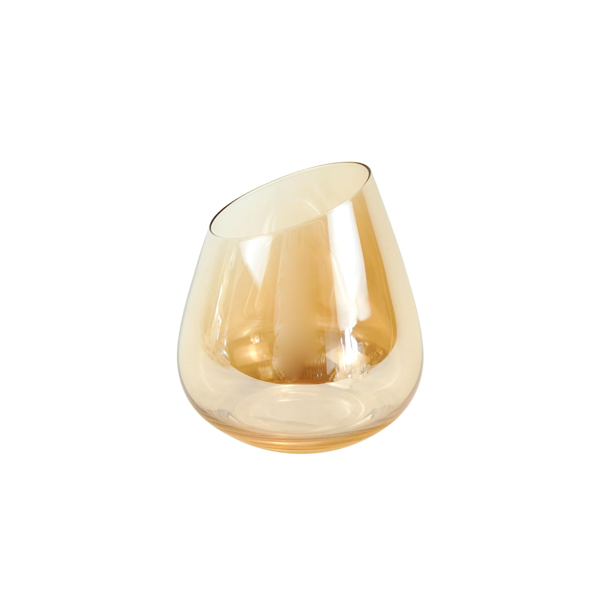 Luxury Gold Wine Glasses Set - 5 Piece (4 Stemless Glasses + 1 Decanter) with Angled Rim for Perfect Aeration | Elegant Modern Barware for Parties, Weddings & Home Decor | Premium Cocktail & Wine Tasting Accessories