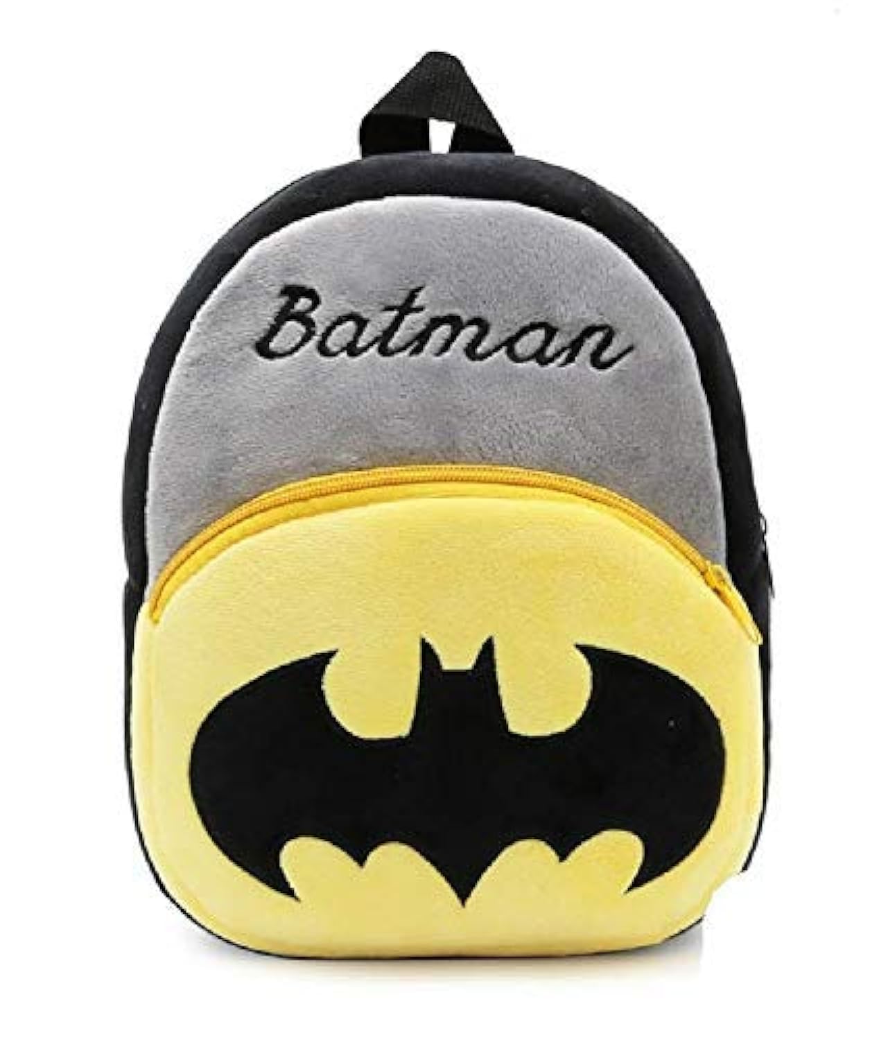 Cartoon Character Kids Backpack - Soft Plush Fabric School Bag for Boys & Girls (Batman Design) - Perfect for Preschool, Kindergarten & Daily Use
