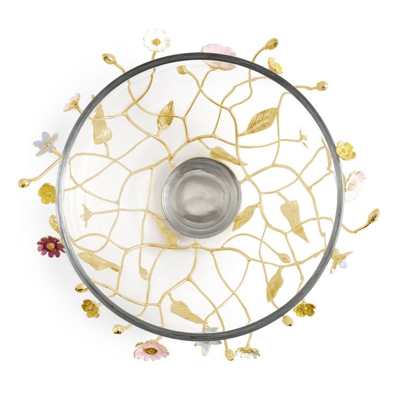 Wildflowers Large Glass Bowl - Elegant Decorative Centerpiece for Dining Table, Home Decor, and Wedding Decorations