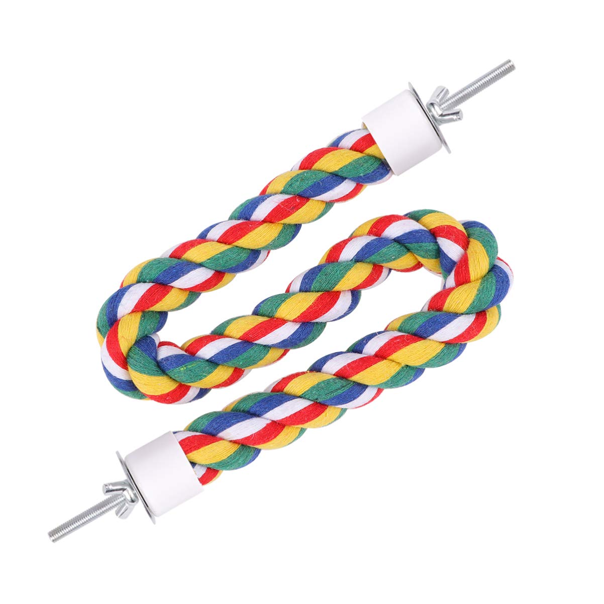 POPETPOP Cotton Spiral Rope Perch for Parrots - 40cm Bird Swing, Climbing & Standing Toy - Perfect for Cockatiels, Conures, Macaws - Cage Accessory for Play & Exercise