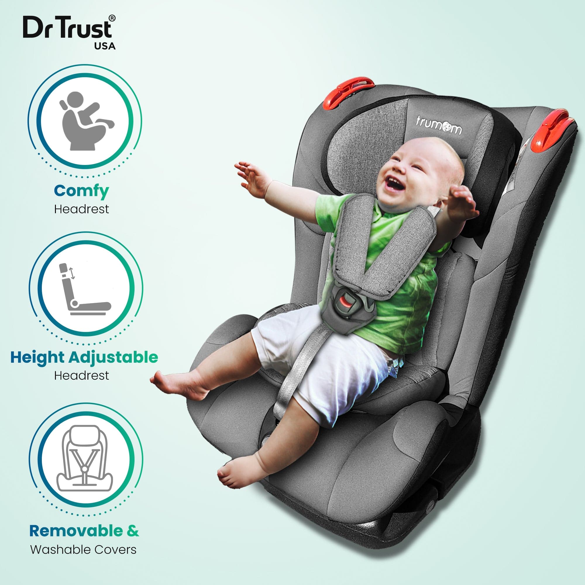 Trumom USA Convertible Baby Car Seat for Infants & Toddlers 0-25 kg (Group 0/1/2) - Safe & Comfortable for Newborn to 4 Years - Perfect for Travel, Daily Commute & Family Road Trips