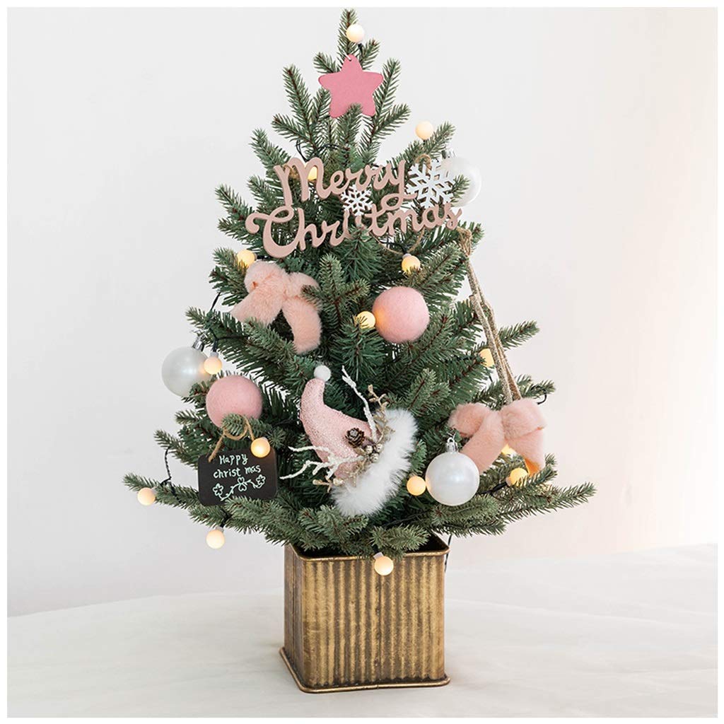 17.7 Inch Pink Mini Artificial Christmas Tree - Desktop Small Fir Xmas Tree for Holiday Decor, Girls' Room Decoration | Perfect for Office Desk, Bedroom, Dorm & Christmas Party Decorations (Color: Pink)