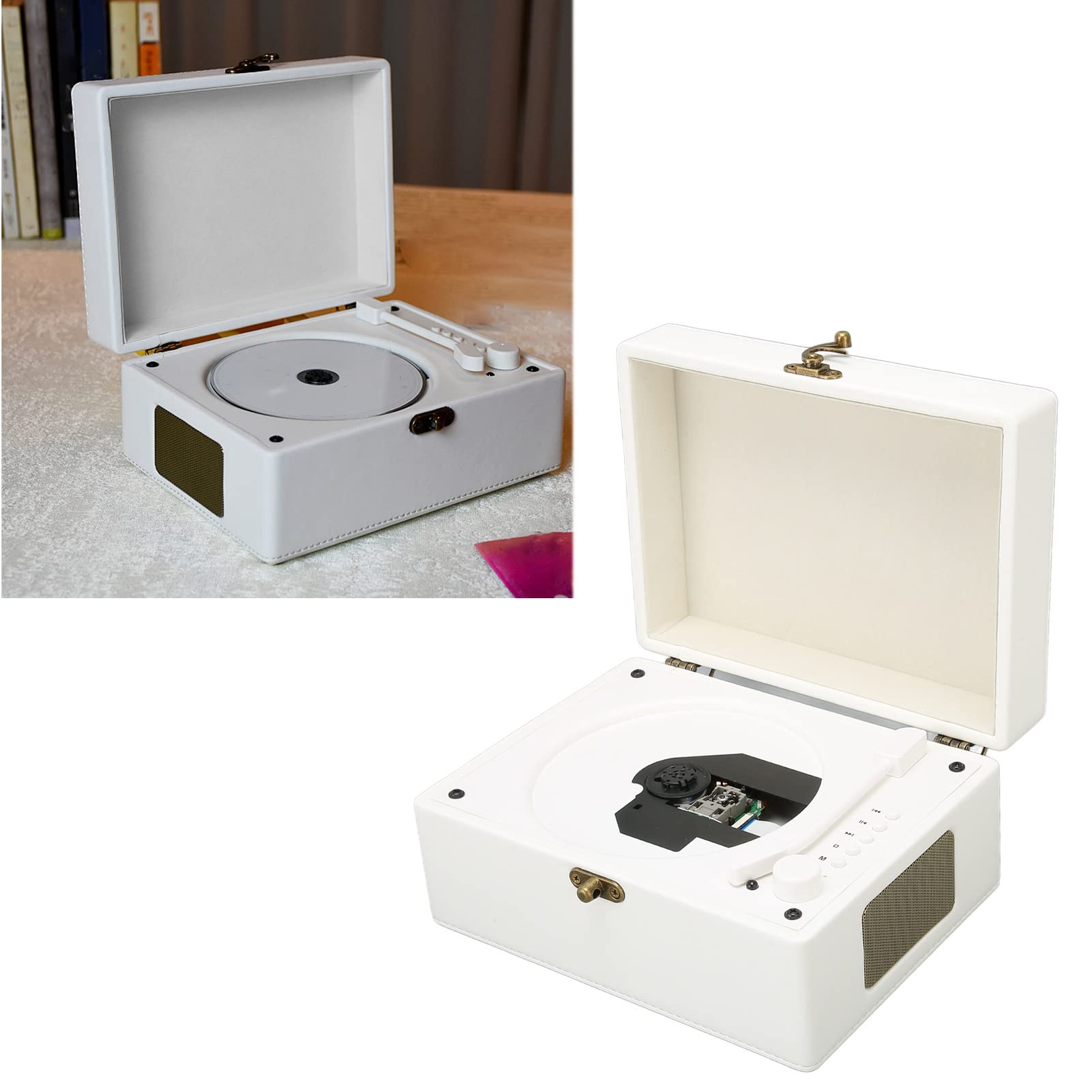 Portable CD Player with 2 Stereo Speakers - Fast Charging, AUX/USB Input, Home & Office Music System (White) - Perfect for Relaxation, Parties & Vintage Music Lovers