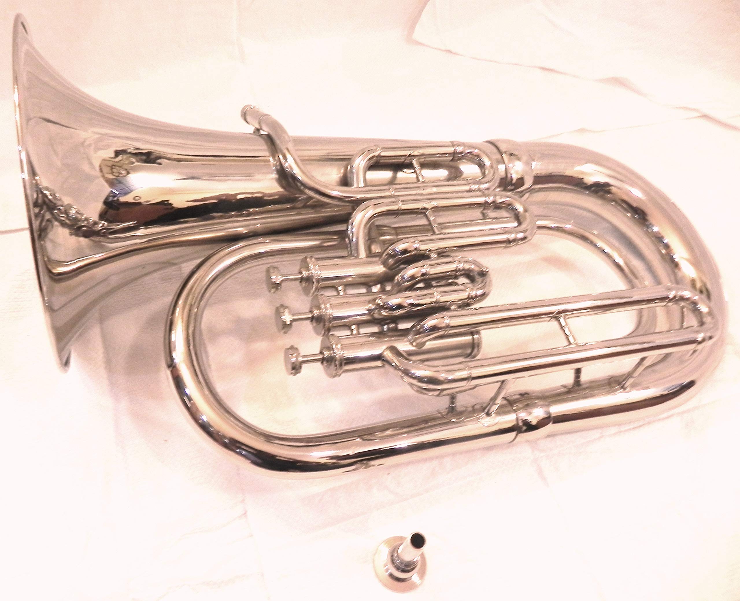 Professional Silver Brass 3 Valve Euphonium with Mouthpiece & Carry Bag - Perfect for School Bands, Marching Performances & Brass Ensembles