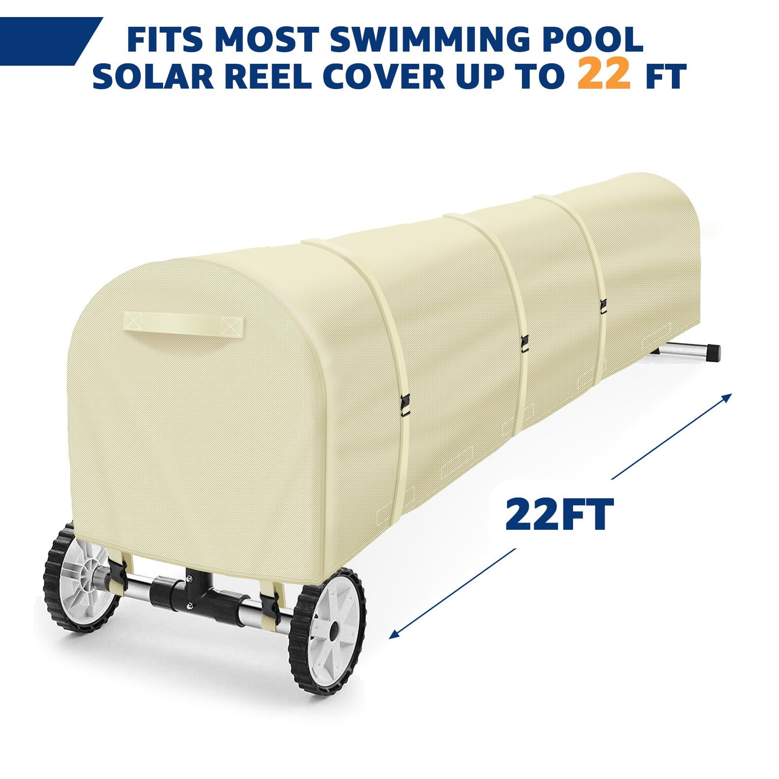22Ft Heavy Duty Solar Pool Cover Reel - UV Resistant, Waterproof Inground Pool Blanket Roller with Durable Begie Design | Perfect for Easy Pool Cover Storage & Protection