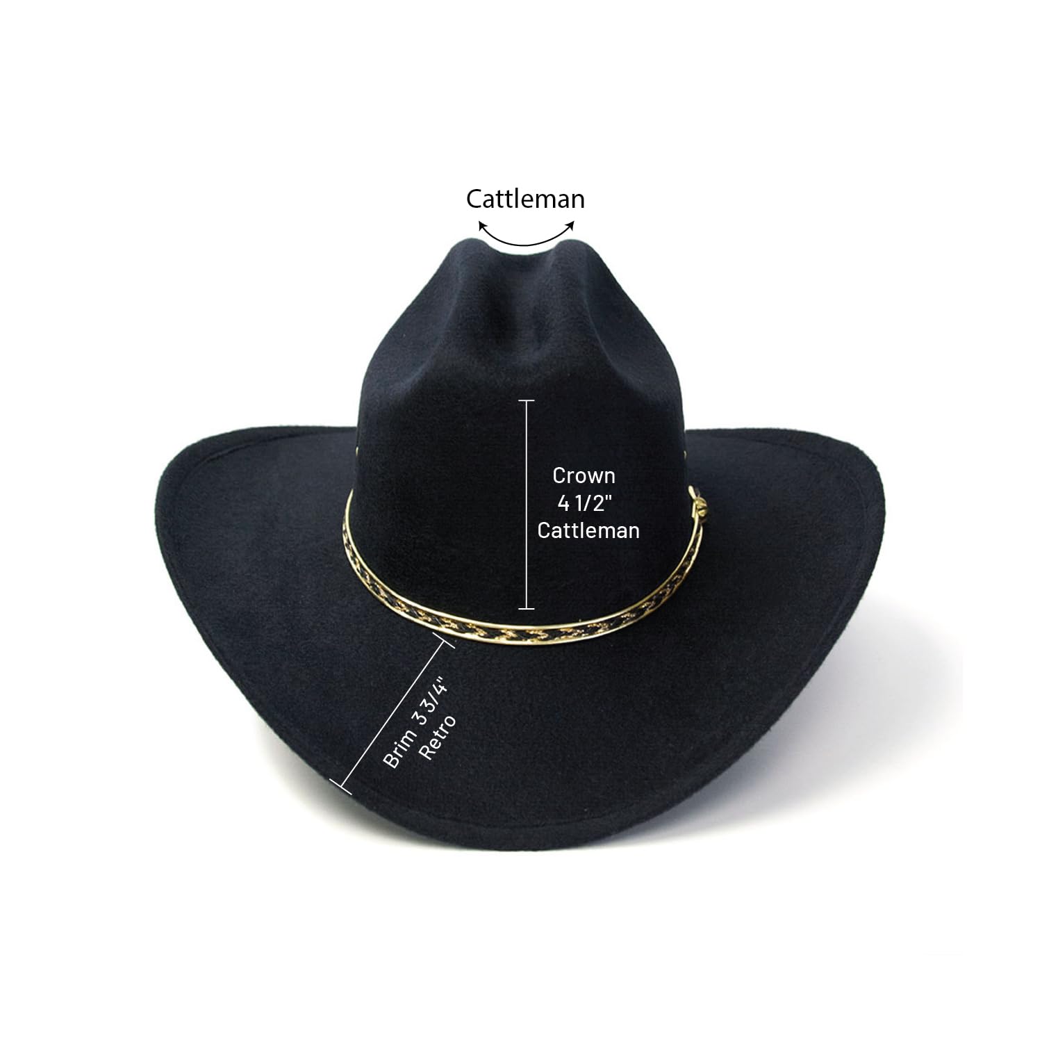 Western Express Felt Finish Cowboy Hat - Cattleman Style with Gold Hat Band | Western Cowboy & Cowgirl Hats for Men and Women | Perfect for Rodeo, Country Music Festivals & Outdoor Adventures
