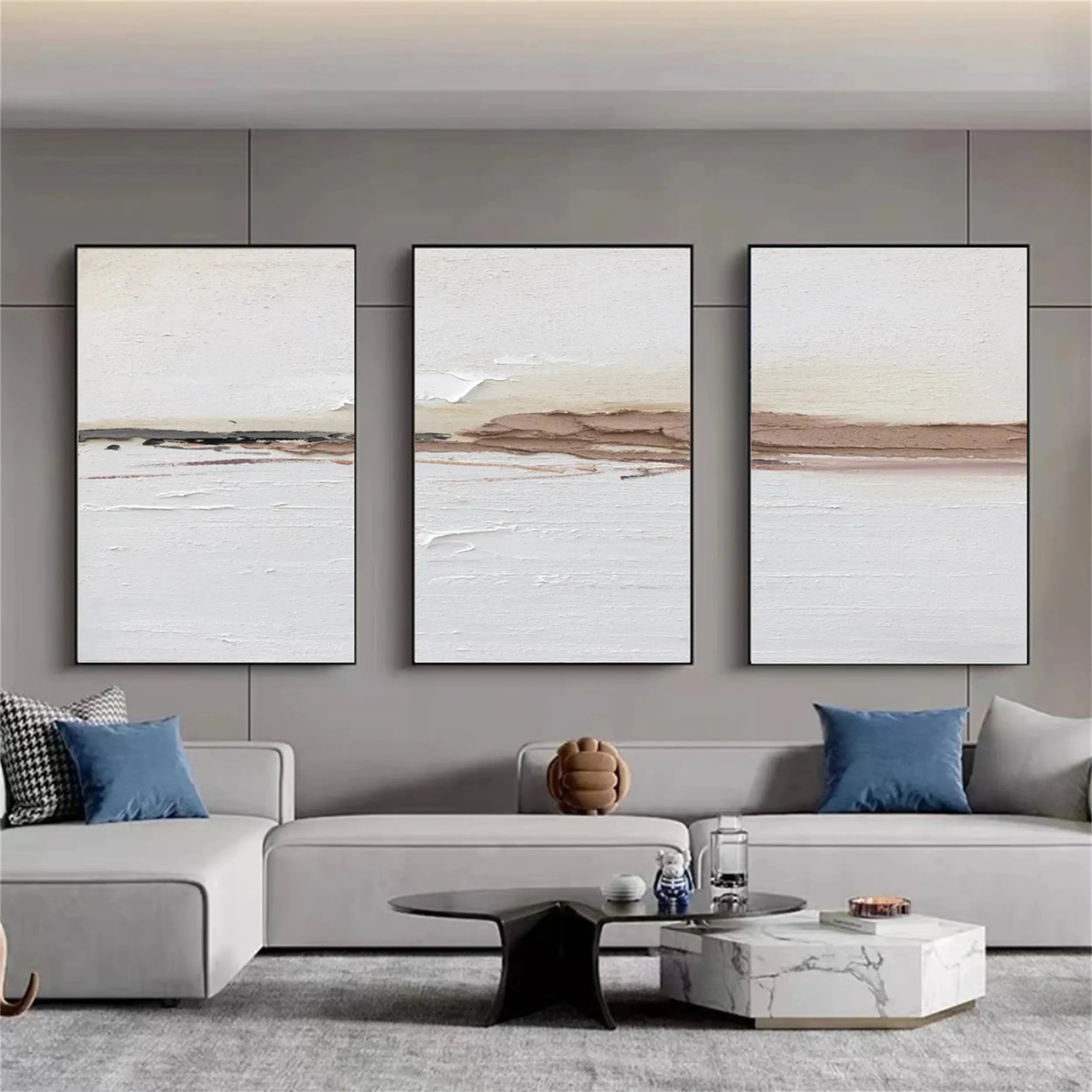 Abstract Tranquility Set of 3 Wall Art Prints - Modern Minimalist Home Decor for Living Room, Bedroom & Office - #AB138