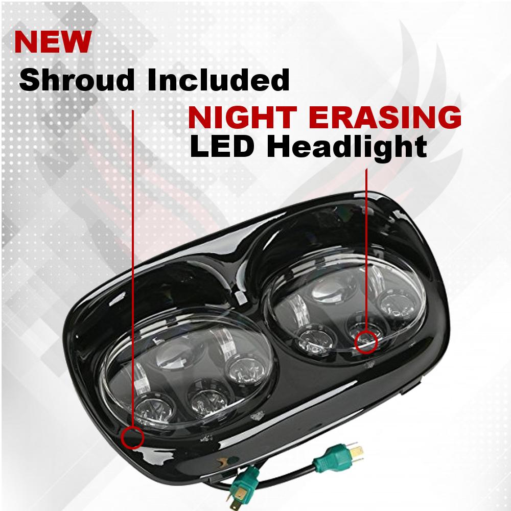 Eagle Lights LED Projection Headlight for Harley Davidson Road Glide 1998-2013 - High Visibility Motorcycle Headlight for Night Riding & Enhanced Safety